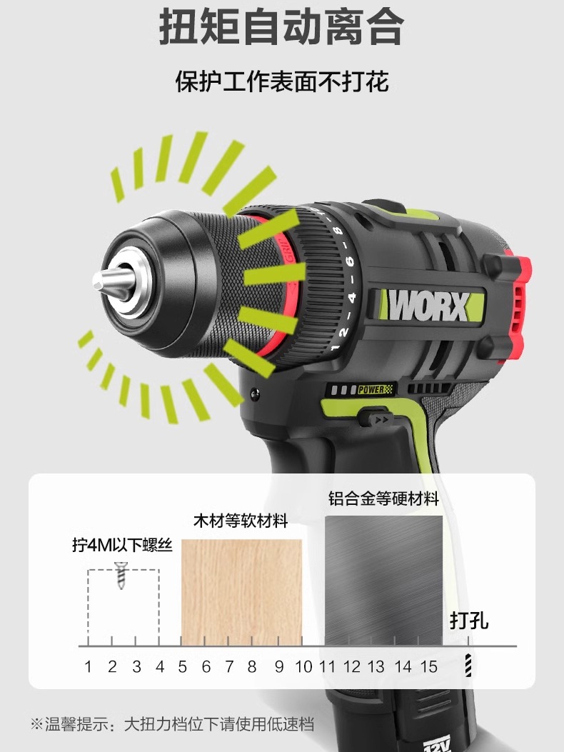 威克士电钻wu130x无刷手枪钻多功能充电式电动螺丝刀worx电动工具-图2