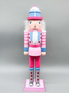 欧式胡桃夹子木偶兵粉色38CM电视柜客厅摆件家居装饰品女孩礼物蛋