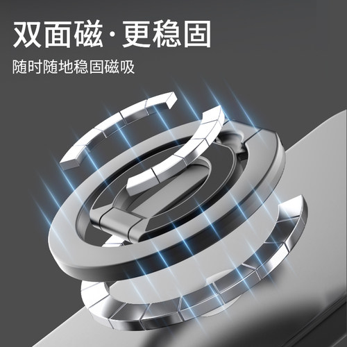 新款手机支架magsafe双面磁吸指环扣强力车载多功能支撑旋转桌面 - 图0