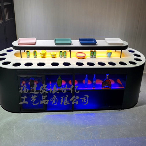 火锅店调料台自助串串香调味台大理石酱料台椭圆小料台双面水果台 - 图2