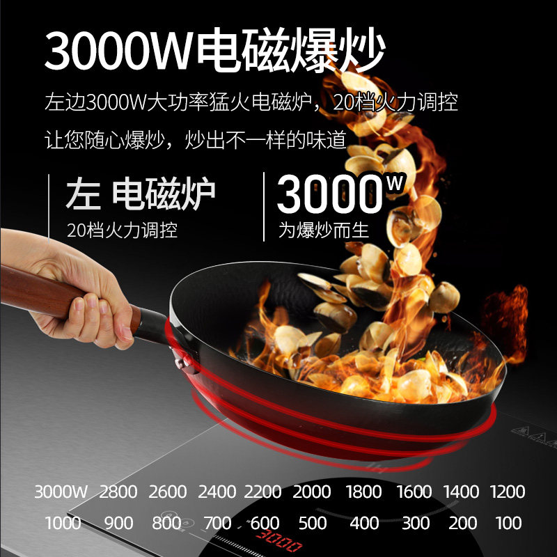 尚朋堂双灶家用嵌入式爆炒电灶台 尚朋堂袋袋熊电磁炉/陶炉