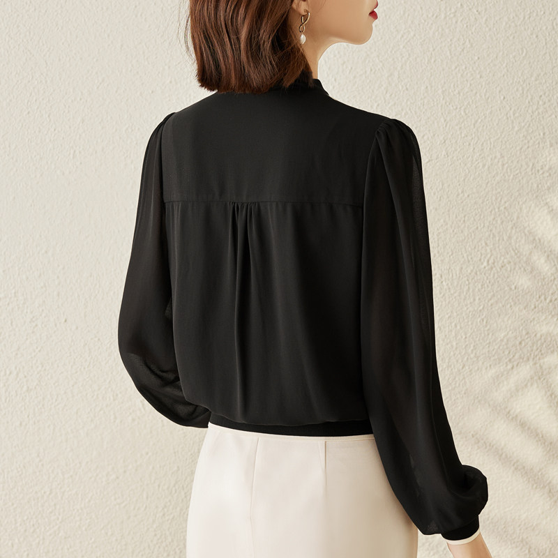 雪纺蝴蝶结女长袖2022新款洋气衬衫 真言衬衫