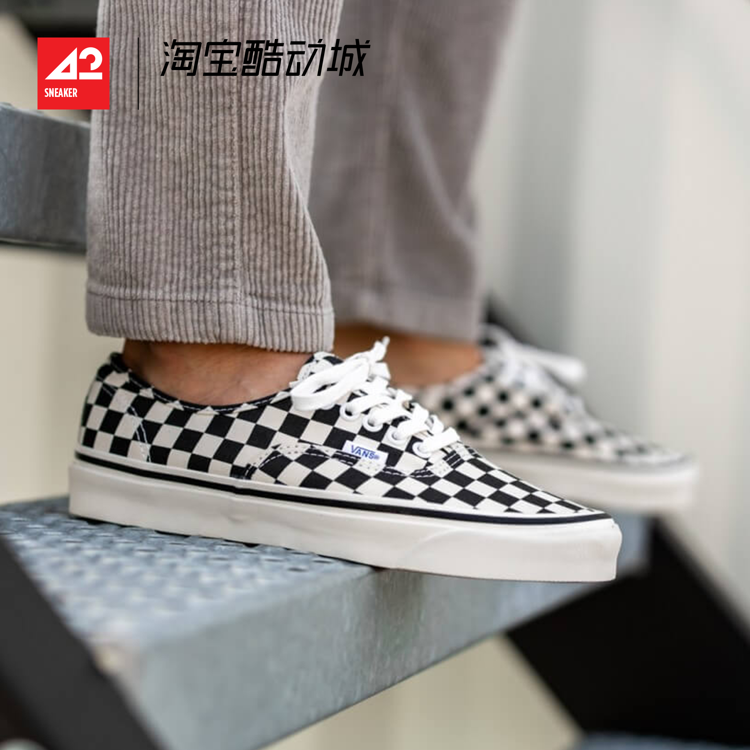 现货42运动VANS正品Authentic印花安纳海姆棋盘格男女板鞋帆布鞋 - 图2