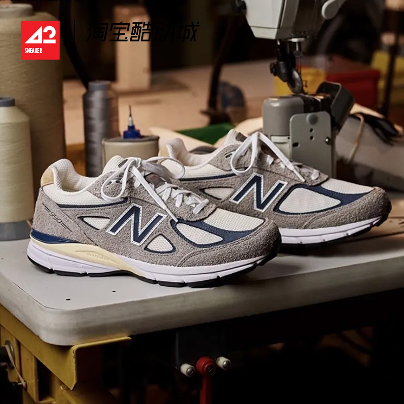 现货42运动家 NEW BALANCE 美产NB990v4 灰蓝低帮复古跑鞋U990TC4 - 图2