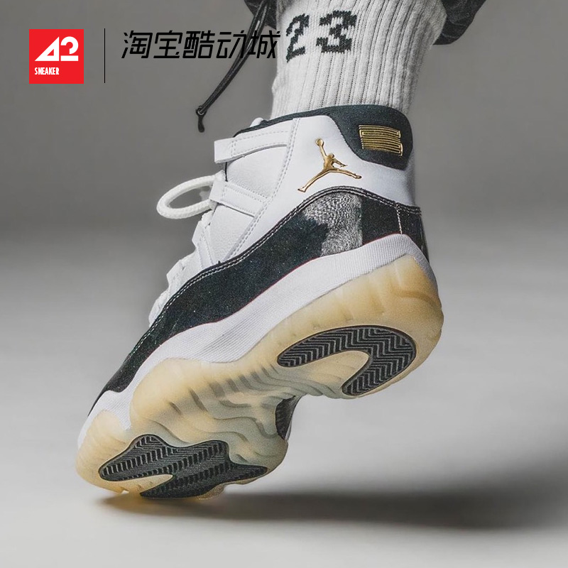 现货42运动家 Air Jordan 11  AJ11 白黑金 高帮篮球鞋CT8012-170 - 图1