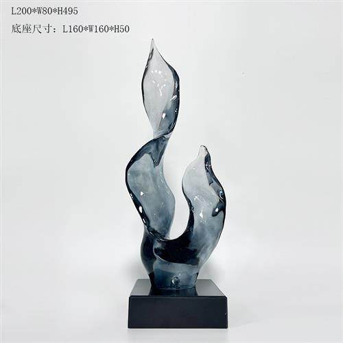 现代客厅抽象艺术透明树脂雕塑摆件酒店样板房办公桌电视柜工艺品 - 图0