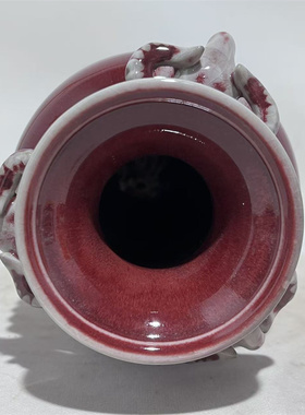 老瓷器神垕钧瓷窑变釉三羊开泰宝石红赏瓶新中式高档花瓶陶瓷摆件