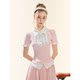 GirlyFancyClub Genki Girls College Pink Sleeve Short Sleeve Knitted Fake two-piece top pleated skirt suit