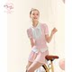 GirlyFancyClub Genki Girls College Pink Sleeve Short Sleeve Knitted Fake two-piece top pleated skirt suit