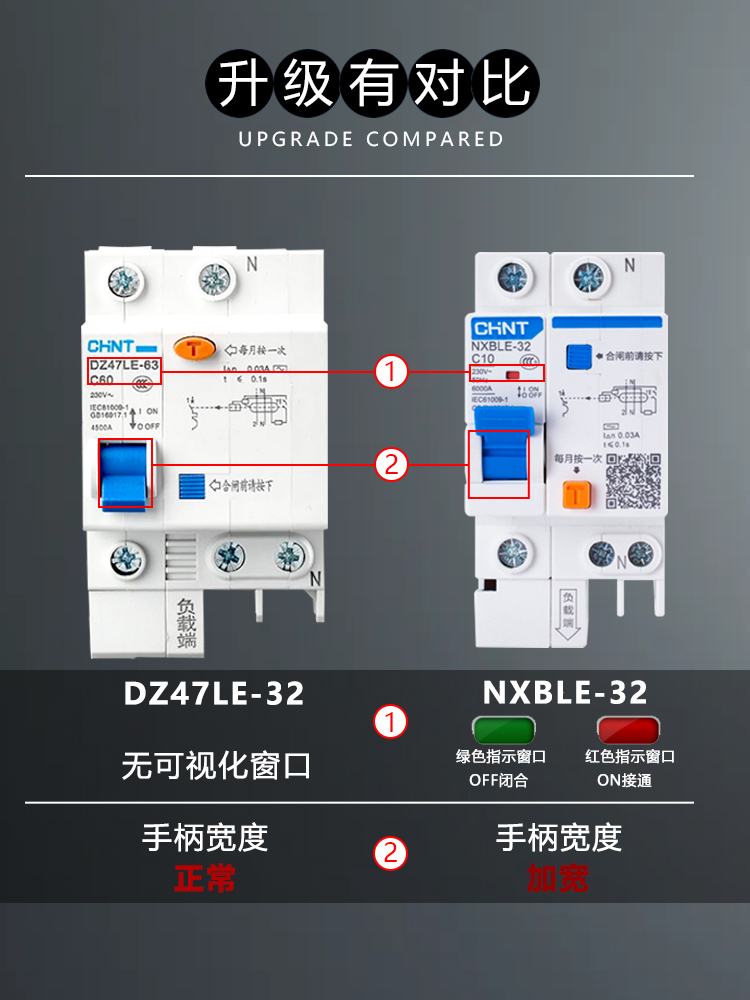 正泰家用空气开关带漏电保护开关NXBLE-63 2P 40A 50A 63A 断路器 - 图0