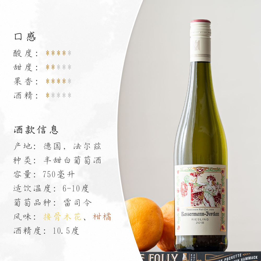 艳而不妖、回味美好的雷司令半甜白｜德国巴斯曼Riesling VDP2018 - 图2