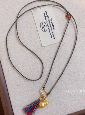 夫人手作 手工编绳葫芦流苏吊坠简约百搭长款项链毛衣链