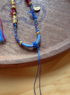 夫人手作 原创设计手工编织项链女款编绳黄金挂坠小胖福吊坠