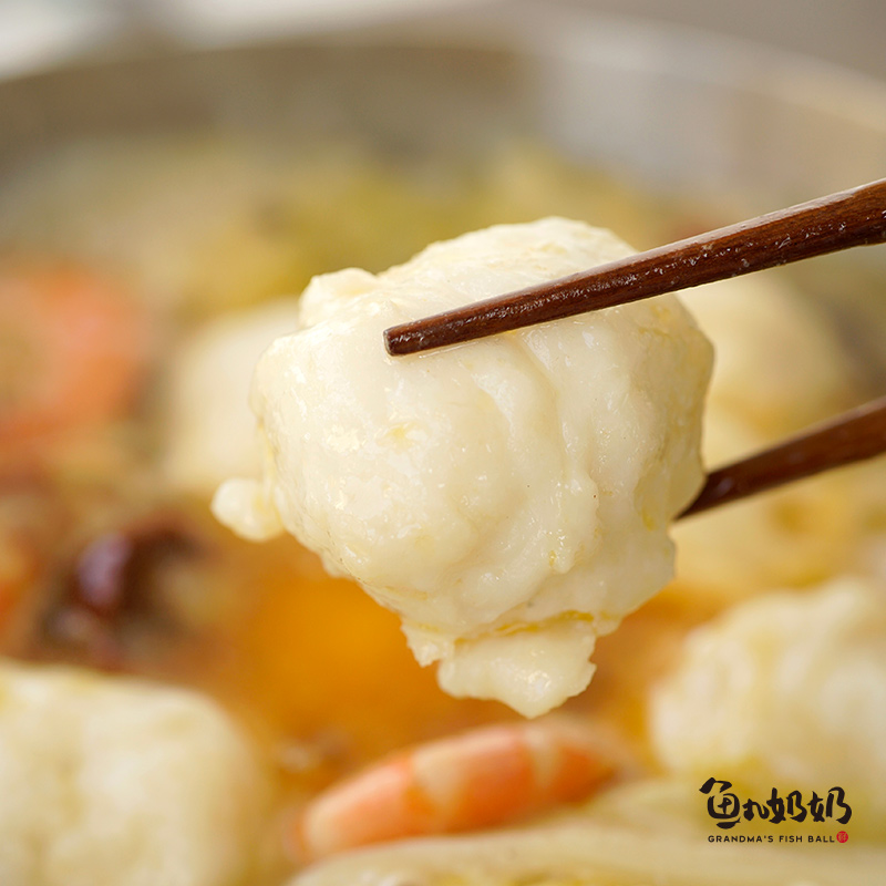 鱼丸奶奶高纯招牌墨鱼丸手工海鱼蛋火锅食材花枝丸子速冻顺丰200g - 图1