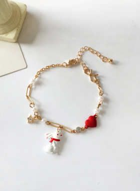 网红新款日系爱心手链兔子闺蜜