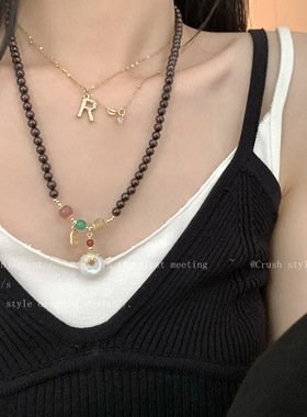 多圈石榴平安扣项链女夏季ins小众设计感复古锁骨链网红闺蜜手链