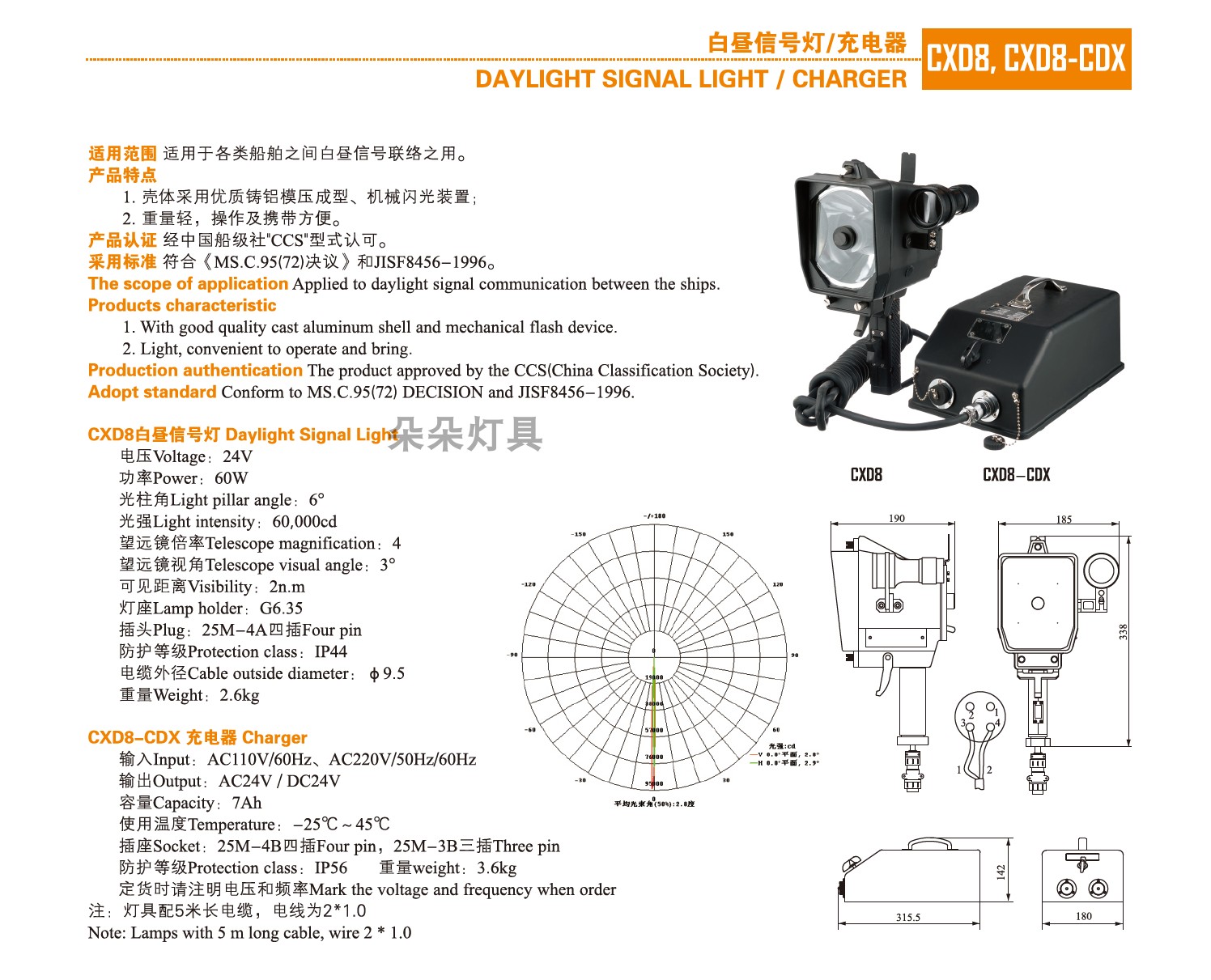 海星海事船用白昼信号灯CXD8信号联络灯闪光灯摩尔斯手提灯CCS-图0