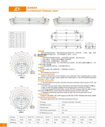 海星海事荧光舱顶灯JCY22-2E/2EF带应急网罩机舱灯高品质CCS船检 - 图0