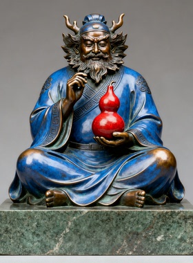 神话人物钟馗彩绘艺术铸铜雕像玻璃钢材质定制摆件源头工厂室内