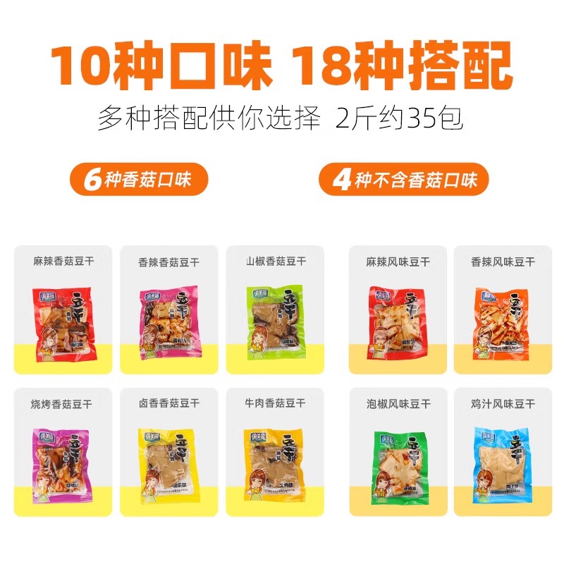 香菇豆干小包装零食小吃即食豆腐干辣条休闲食品网红爆款2023新款 - 图1