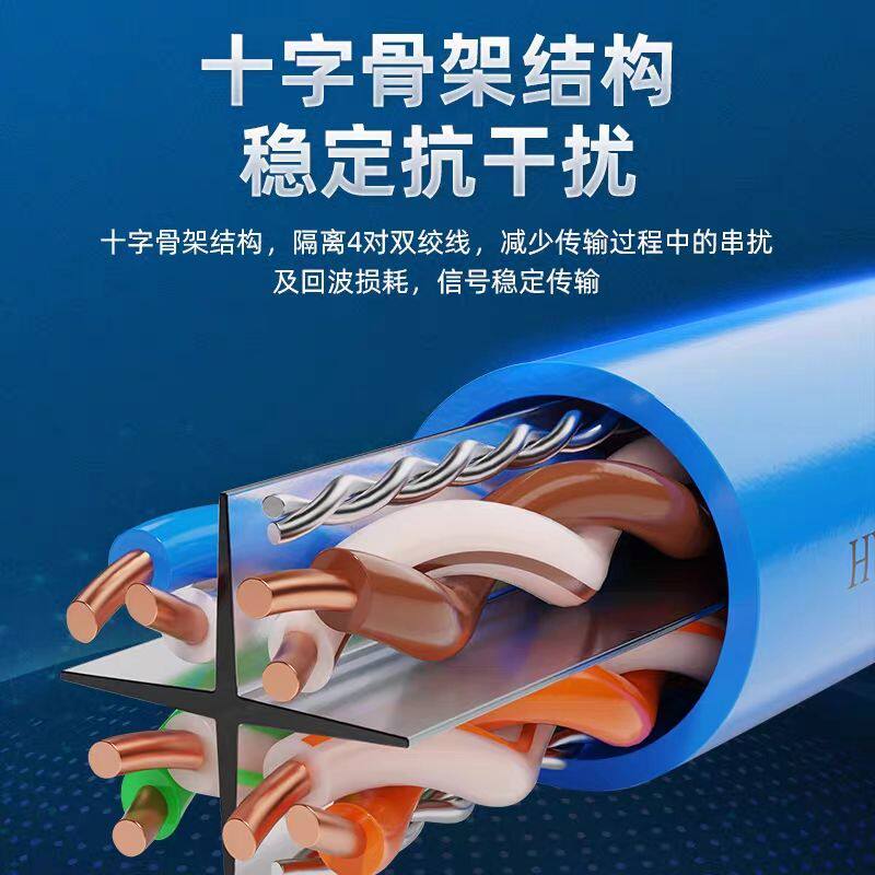 网线六类超五类千兆无氧铜双屏蔽家用户外POE监控网络双绞线300米_虎窝淘