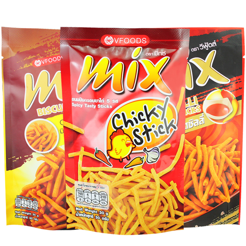 泰国 MIX原味脆脆条膨化VFOODS办公室休闲零食食品30g*12包包邮 - 图3