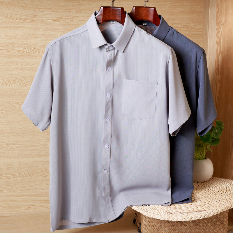 夏季中老年人冰丝短袖男爸爸衬衫 q2000yejinwei衬衫