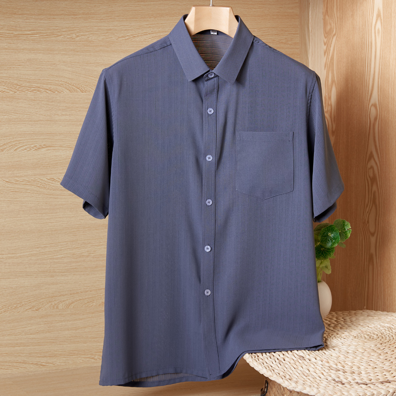 夏季中老年人冰丝短袖男爸爸衬衫 q2000yejinwei衬衫
