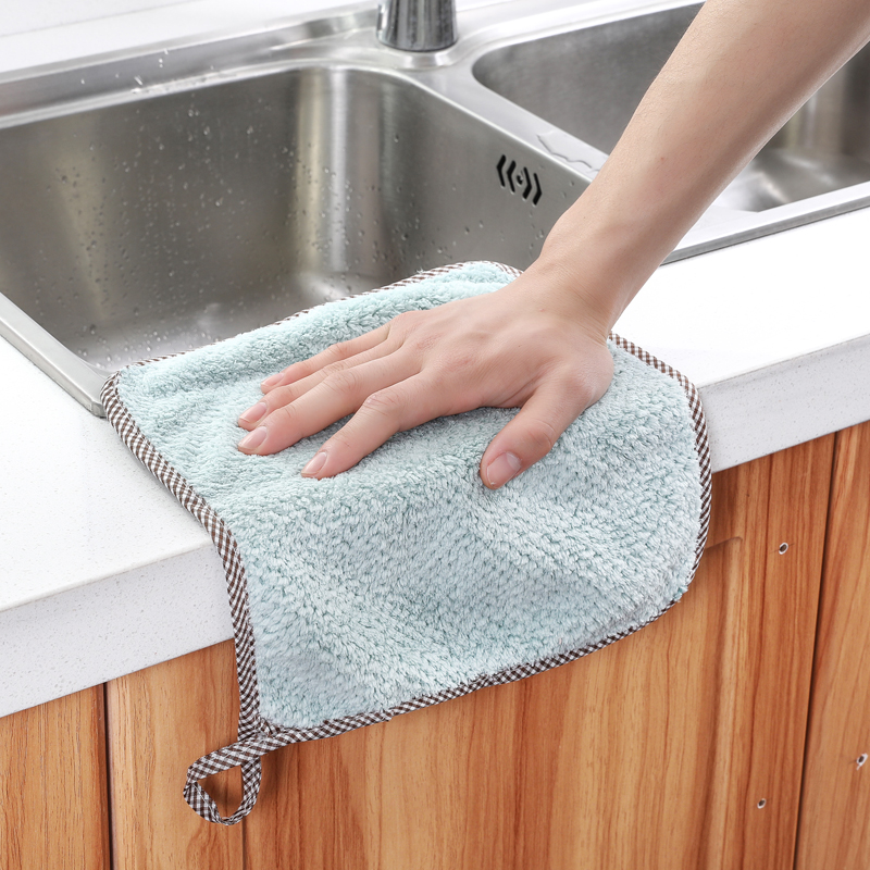 加厚毛巾吸水不掉毛不沾油厨房洗碗布挂式擦手巾家用家务清洁抹布 - 图0