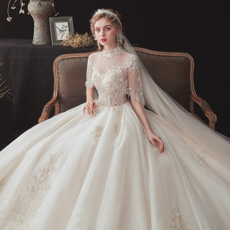 Main wedding dress 2022 new French bride small pregnant woman luxury big drag, light luxury niche high -end 2023 Main wedding dress 2022 new French bride small pregnant woman luxury big drag, light luxury niche high -end 2023