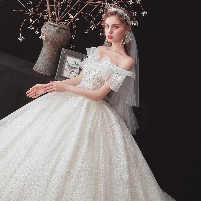 一字肩婚纱2020新款气质新娘女森系 露唯莎婚纱