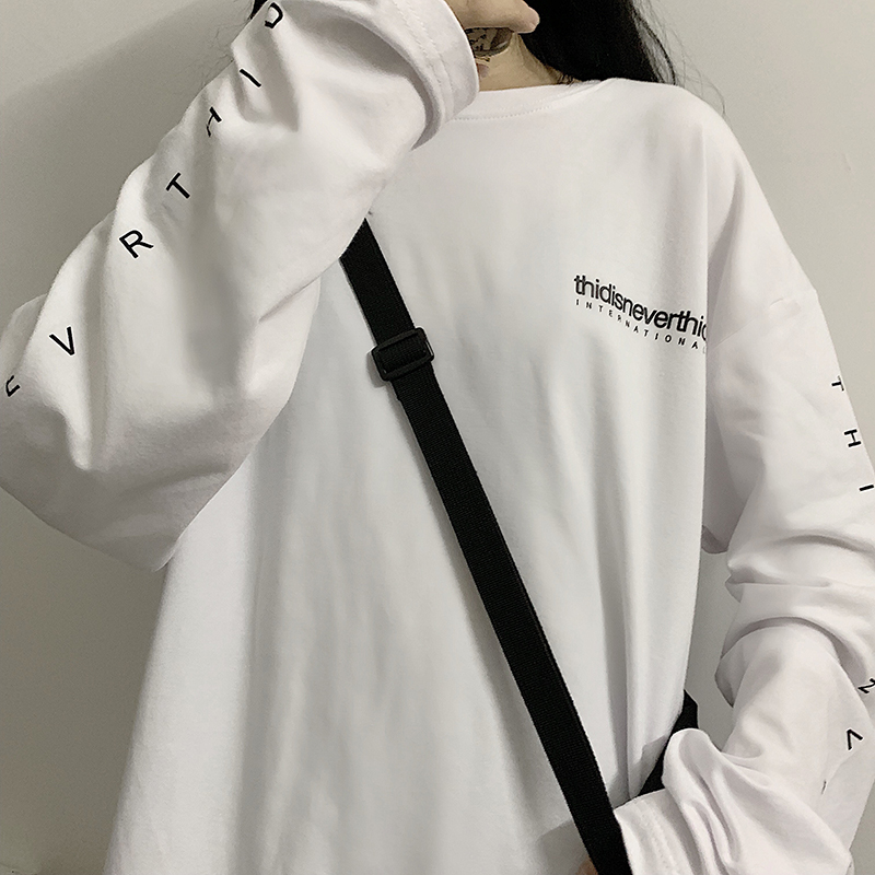 网红纯棉长袖t恤2019新款潮打底衫 仙婉诗大码女装