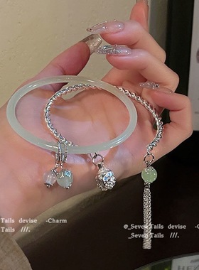 八件套超仙叮当镯套装中式古风铃铛手链女套装轻奢小众精致蝴蝶