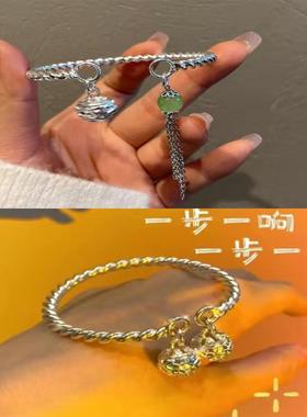 流苏铃铛手镯一步一响一步一想古风圆珠流苏铃铛手镯闺蜜情侣一对
