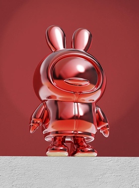 腾讯联名周边兔年陶瓷企鹅心花兔放陶瓷公仔礼盒公仔手办礼品