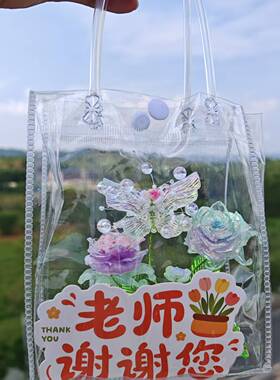 礼物教师节夜光玫瑰迷你盆栽桌面摆件送恩师情人节生日礼物送女友