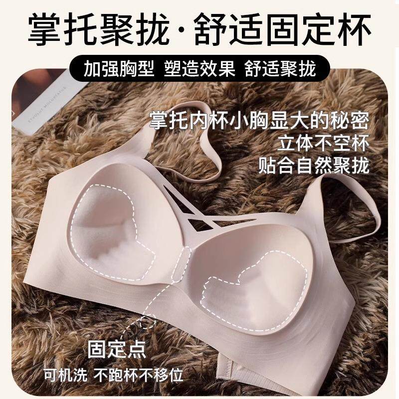 内衣女小胸聚拢收副乳防下垂显大2024新款固定杯无钢圈无痕文胸罩