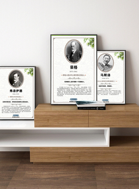 心理咨询室布置挂图心理学家心理名人挂画费罗伊德画像辅导室装饰