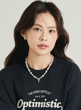 D色莫桑钻十字架珍珠锁骨项链