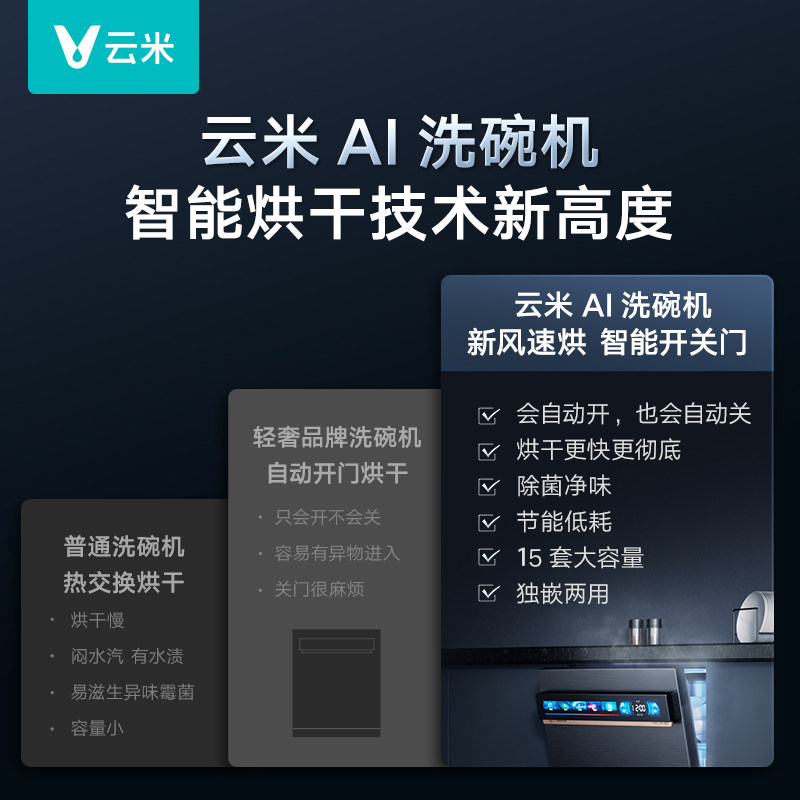 云米15套嵌入式独立式家用门洗碗机 云米洗碗机