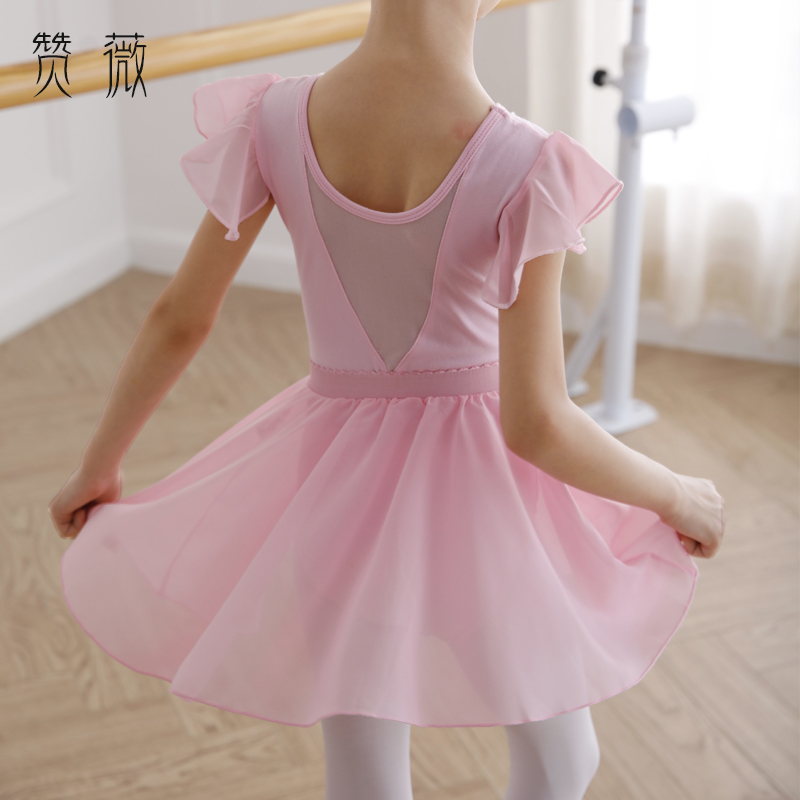儿童舞蹈半身裙女童练功服芭蕾舞中国舞系带一片式雪纺裙黑色纱裙 - 图1