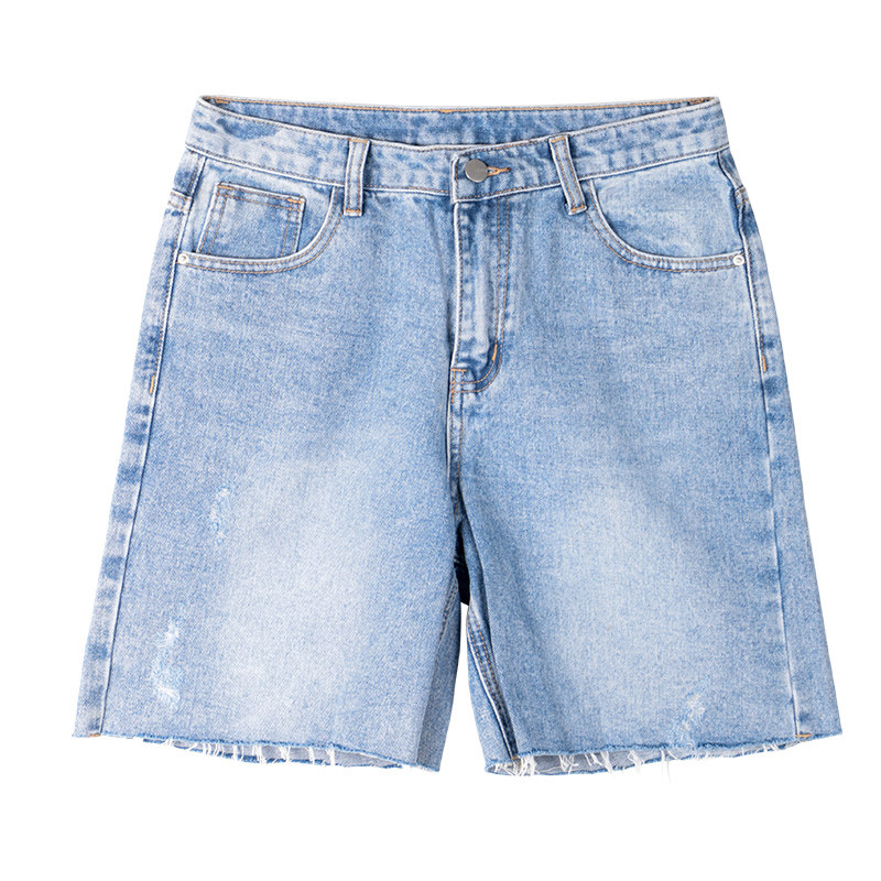 a字牛仔直筒2020年夏季高腰短裤 sisnnct卓兰普丝牛仔裤