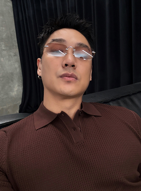 SONGCRAFT 老钱无框墨镜轻奢高级感男士真尼龙镜片太阳镜商务百搭