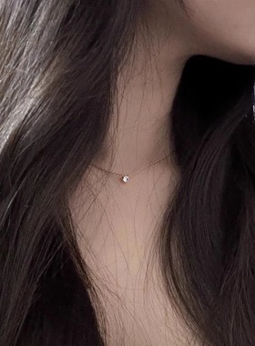 赵露思同款S925纯银鼻屎莫桑石项链日本无爪锁骨项链小众简约轻奢