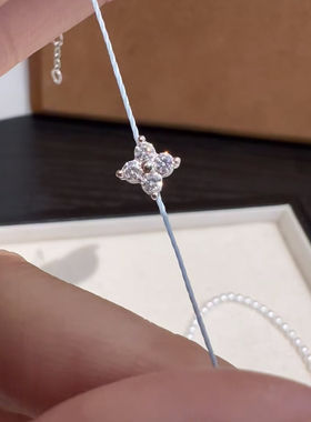 S925纯银mini锆石四叶草手链女2025新款小众设计手饰简约百搭时尚