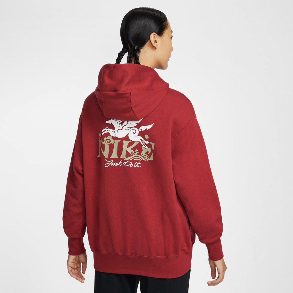 Nike2耐克女装2025冬季新款FLC OS PO HD CNY毛圈连帽卫衣IQ3826,淘宝优惠券,粉丝福利购,淘宝优惠卷