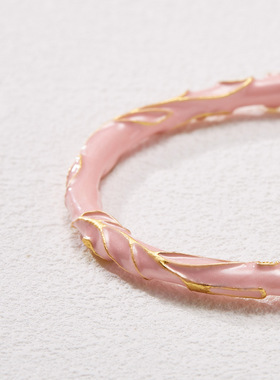 寺庙同款鸡鸣纳福半生良缘铃兰花金丝玉半镯手链手镯闺蜜礼物