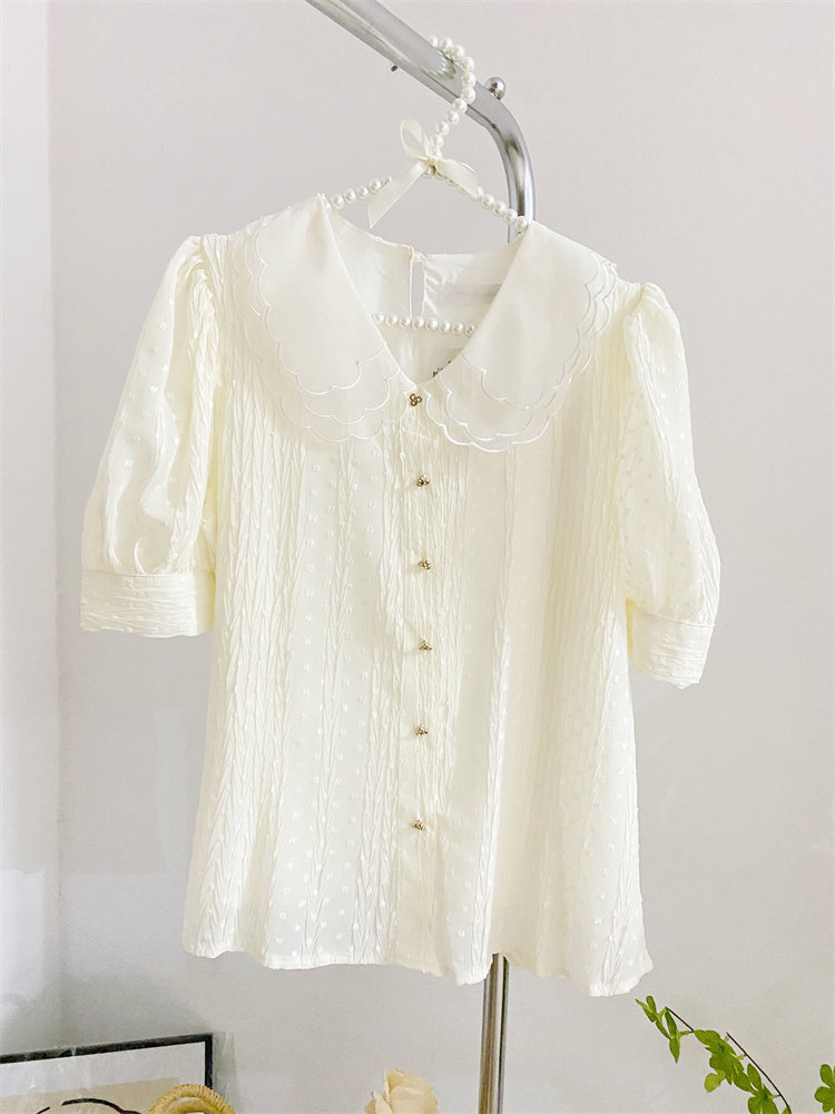 法式重工娃娃领泡泡袖女设计感衬衫 莲妲衬衫