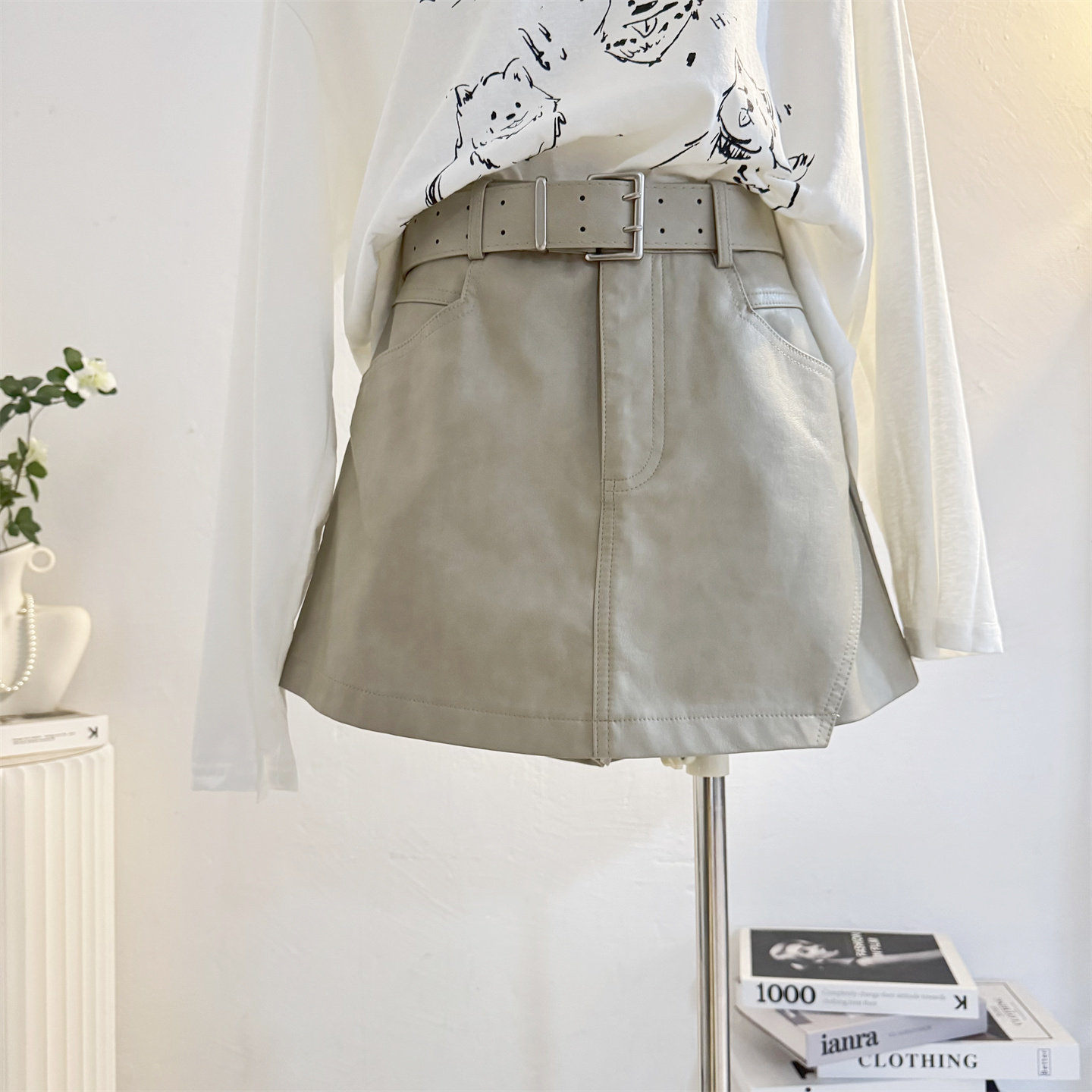 咖色皮裙裤女2025秋冬季设计感高腰A字阔腿PU皮短裤靴裤腰带裤裙,淘宝优惠券,粉丝福利购,淘宝优惠卷