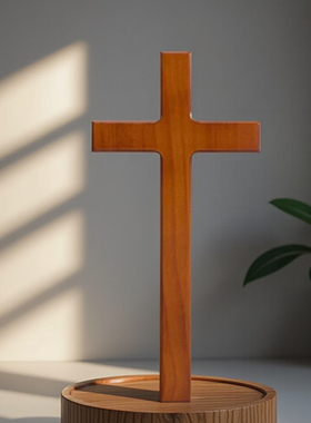 实木十字架橡木色挂墙壁挂壁摆件cos装饰品客厅道具入户门